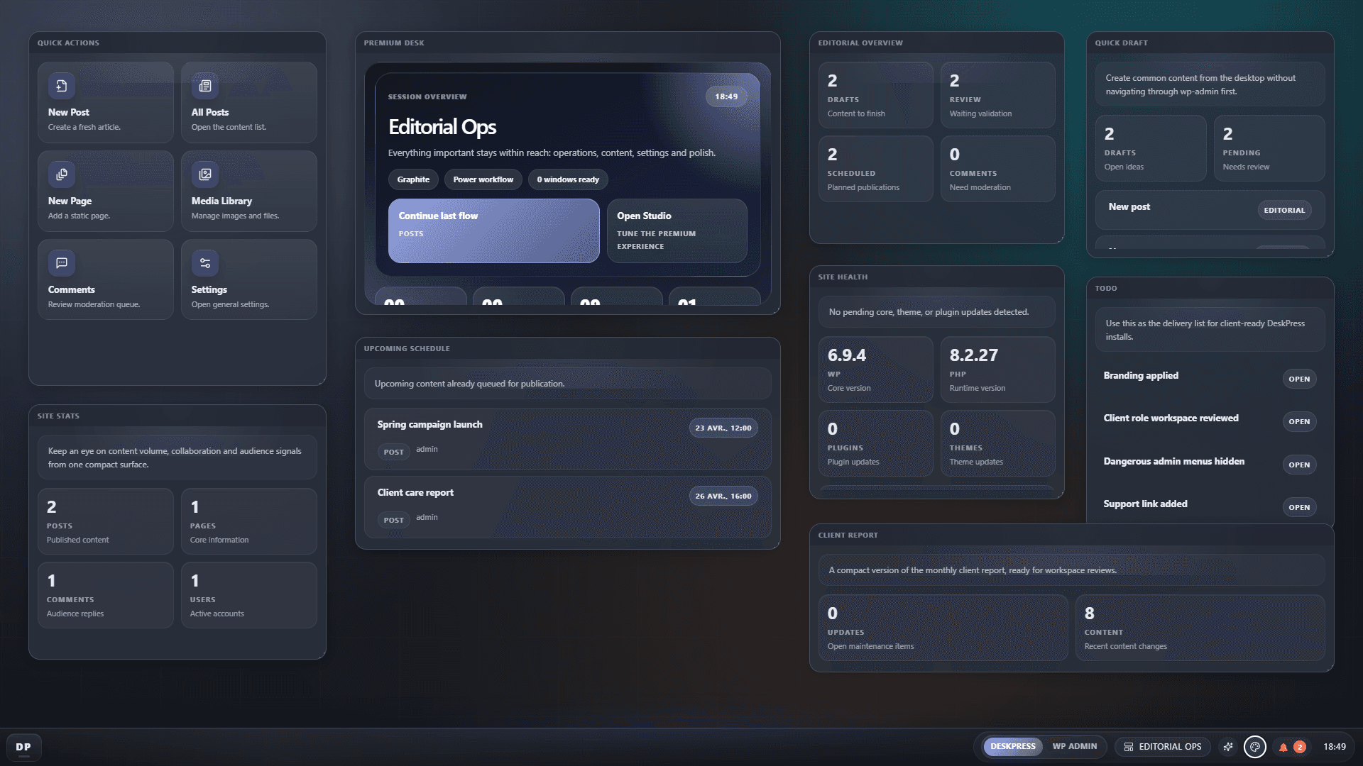 DeskPress screenshot: Desktop home