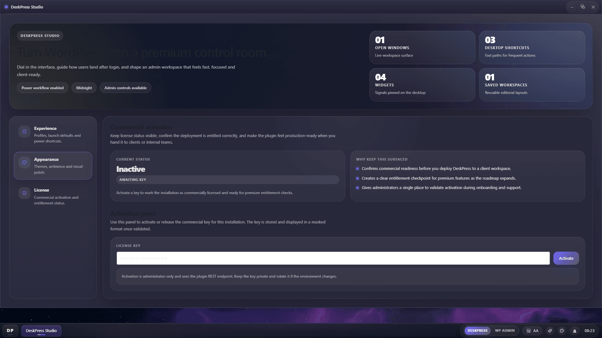 DeskPress screenshot: License screen