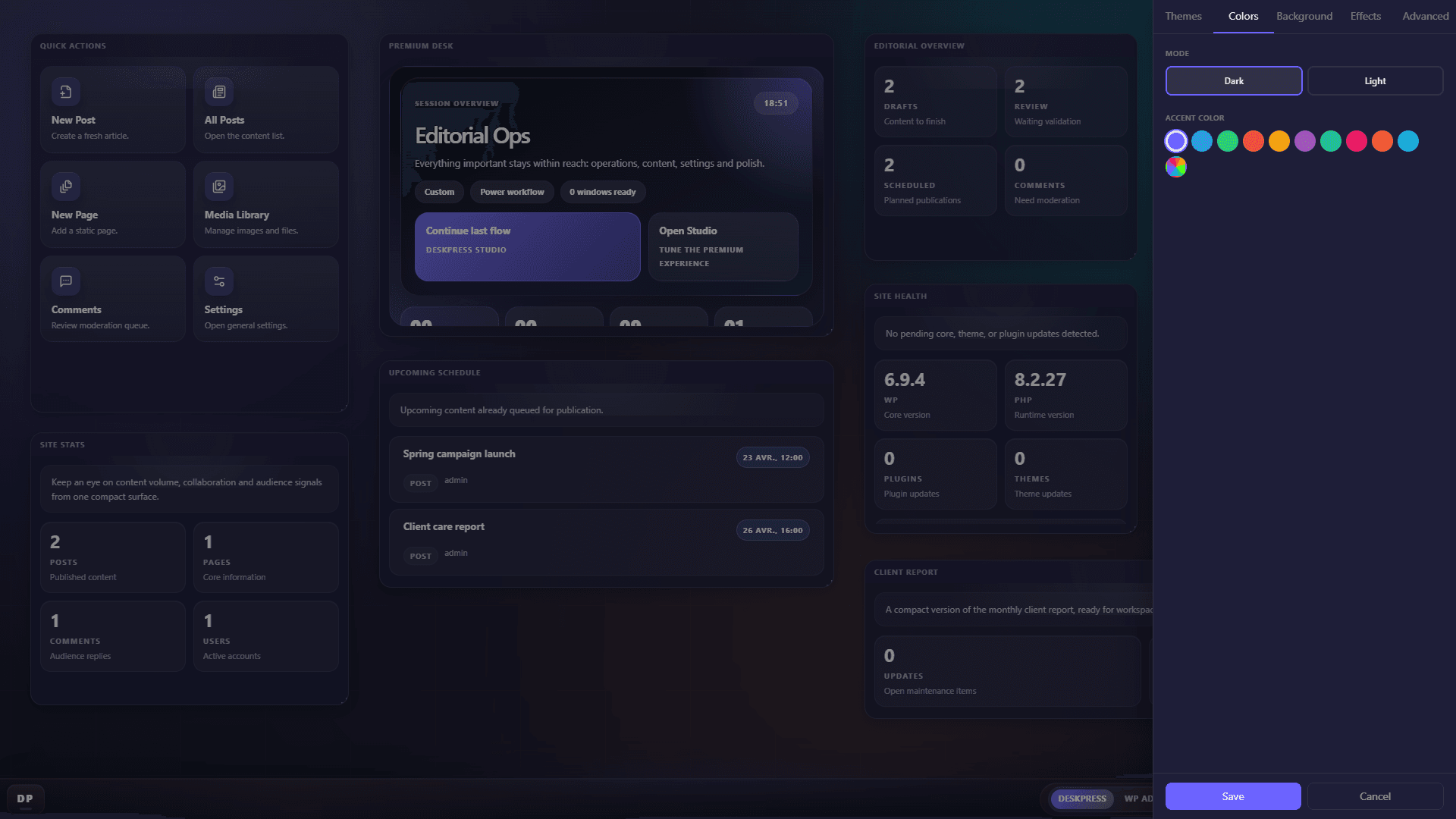 DeskPress screenshot: Theme Studio