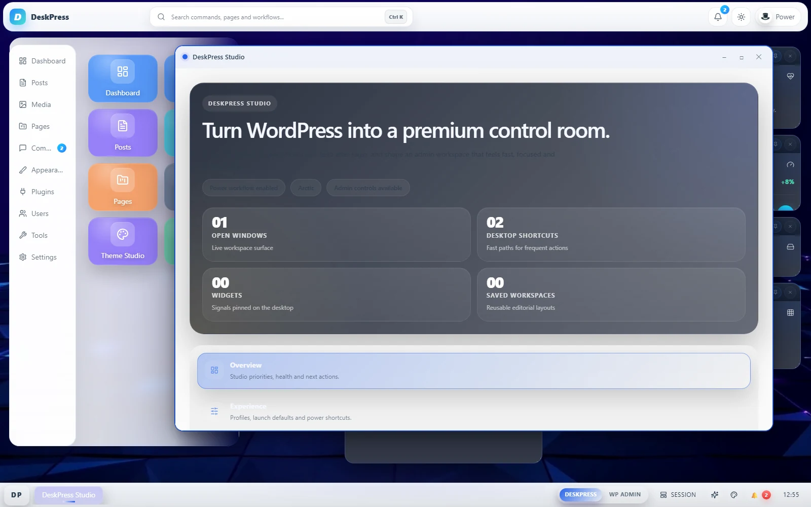 DeskPress screenshot: Studio overview