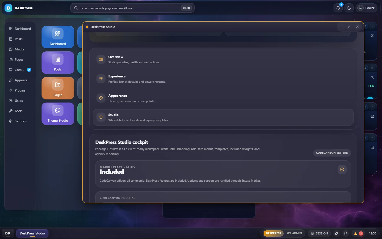 DeskPress screenshot: Client delivery layer
