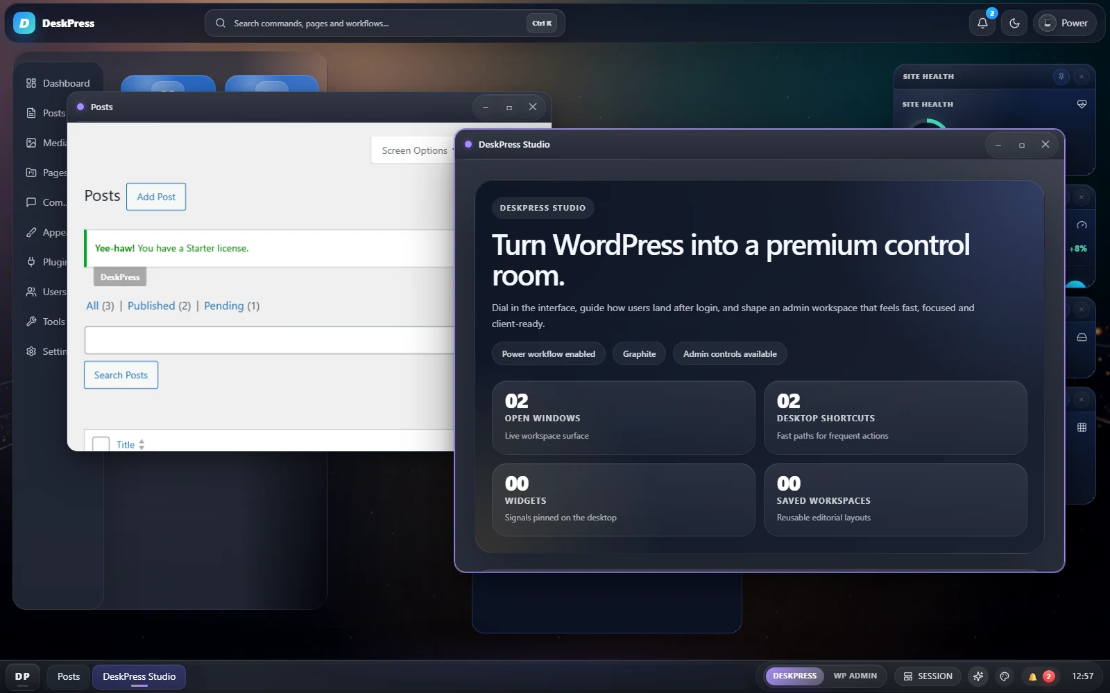 DeskPress screenshot: Floating windows